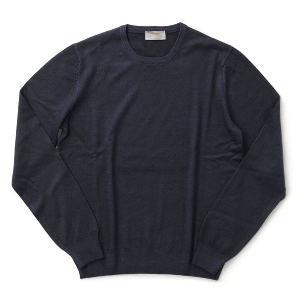 Gran Sasso グランサッソ ハイゲージ ウール ニット クルーネック 製品染め インディゴ Gran Sasso 菅原靴店