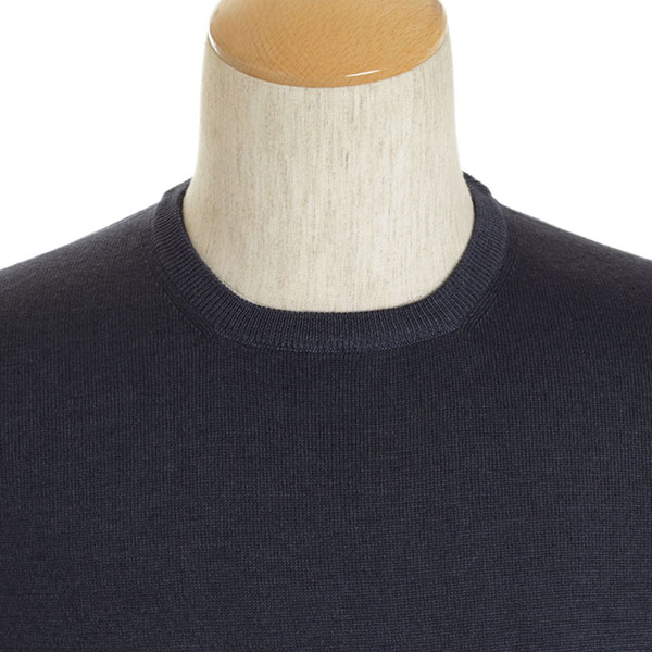 Gran Sasso グランサッソ ハイゲージ ウール ニット クルーネック 製品染め インディゴ Gran Sasso 菅原靴店