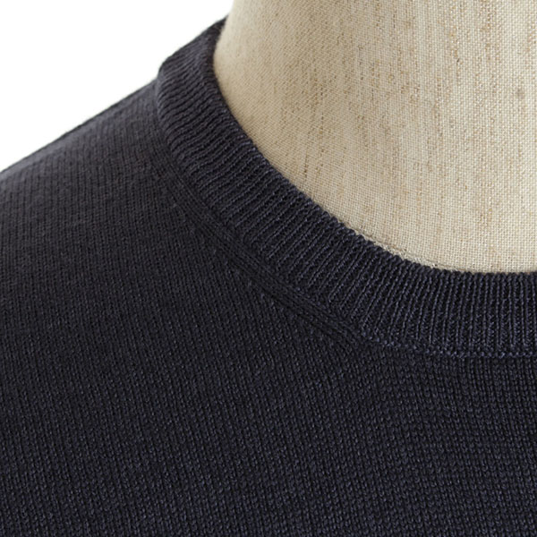 Gran Sasso グランサッソ ハイゲージ ウール ニット クルーネック 製品染め インディゴ Gran Sasso 菅原靴店